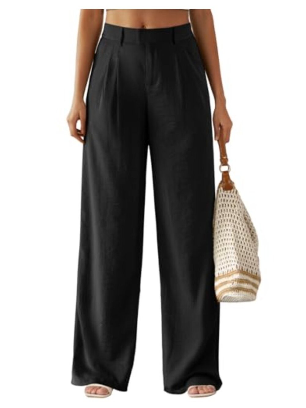 Womens Wide Leg Work Dress Pants High Waisted Slacks Straight Palazzo Trousers